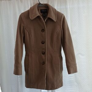 London Fog 89% Wool Women's Tan Button Up Coat